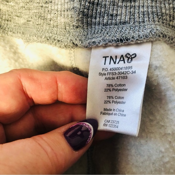 Aritzia TNA XS BalticPullover Hoodie Grey with Blue Embroidered Logo Cozy - Picture 6 of 9